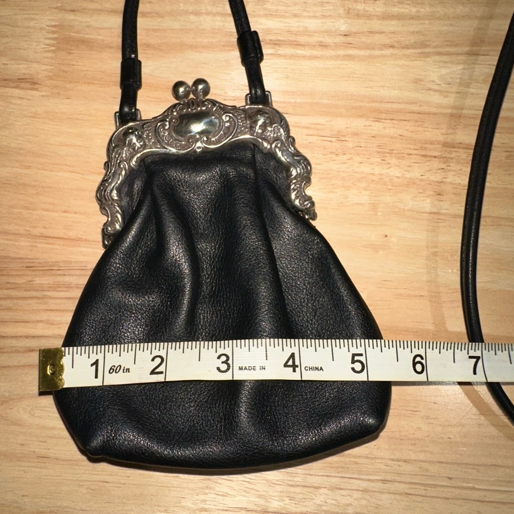 Brighton One World Black Stacy Mini Leather Handbag Purse - Picture 3 of 11